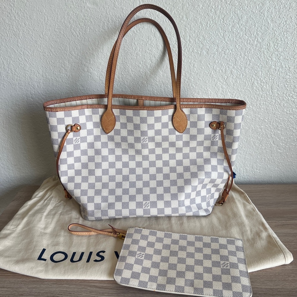 Louis Vuitton Damier Azur Tote with Tan Accents